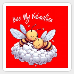 couple of bees embracing on a cloud, Bee My Valentine Sticker